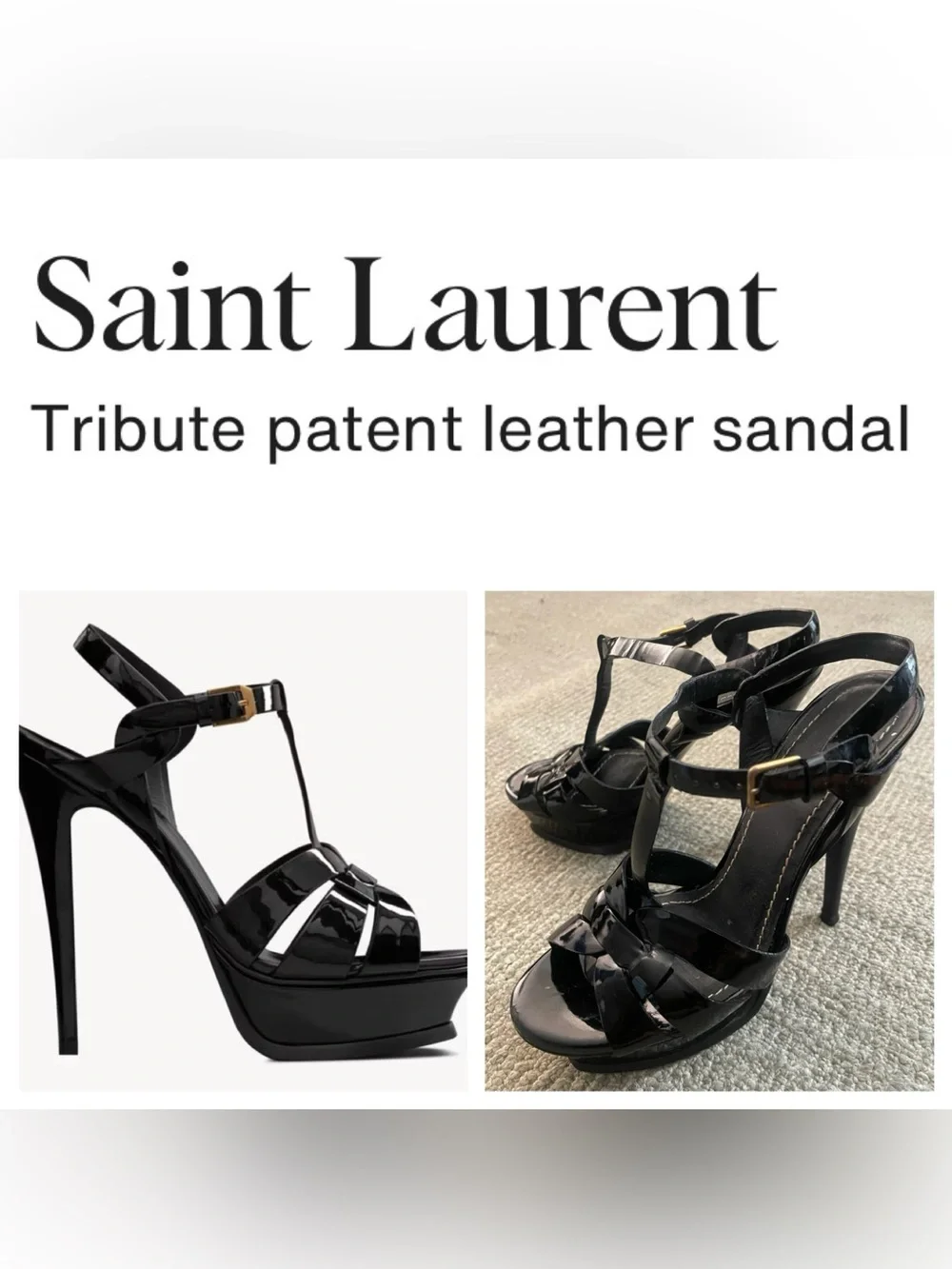 YVES SAINT LAURENT Tribute Platform Sandals In Patent Leather